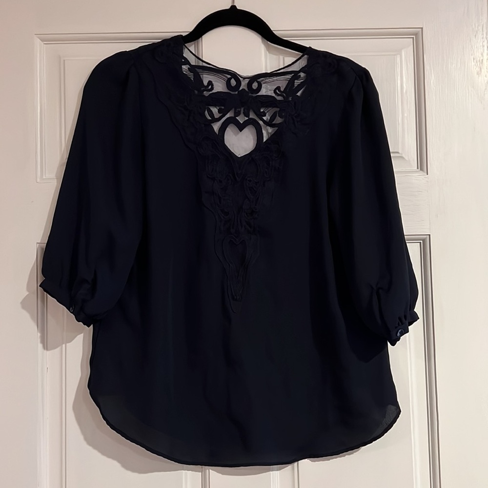 Lace-back Navy Blouse, size M